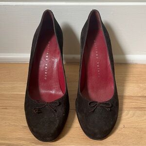 Vintage Martinez Valero Women's Dark Brown Suede Pumps
